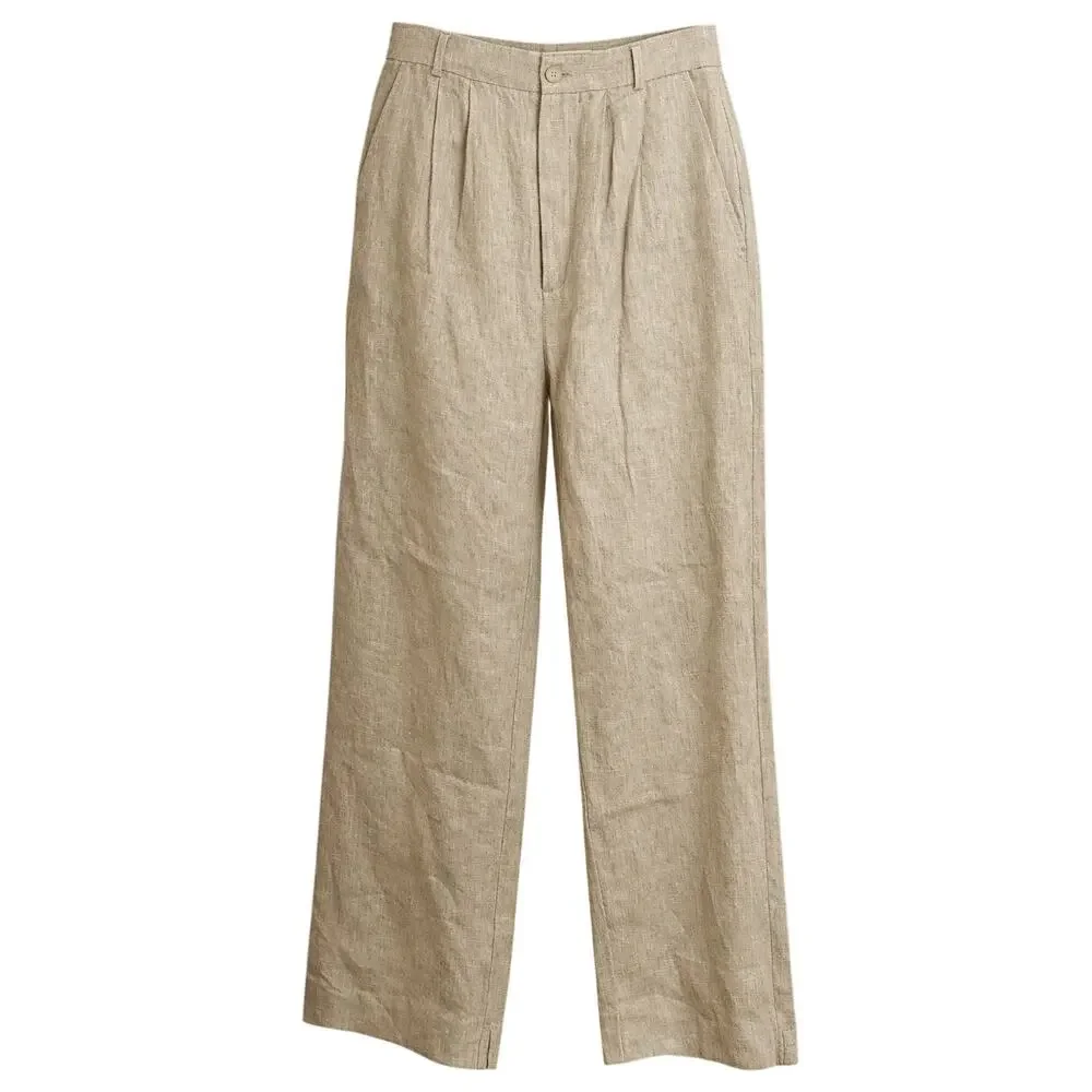 Reformation Alex Wide Leg Pant Linen Oatmeal Size 10